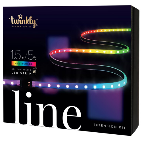 Twinkly Line Black | RGB LED Strip | Extension Kit | 90 LEDs | 1,5m | IP20 | mit APP steuerbar, Bluetooth+WiFi | Anschlußleitung: 2m | Kabel schwarz |