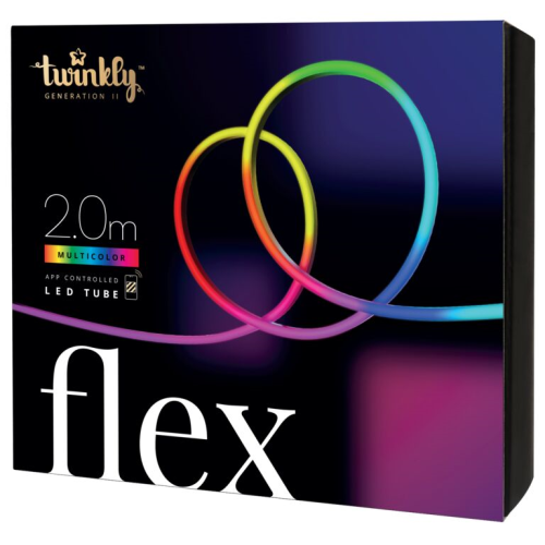 Twinkly Flex | RGB LED Flex Neon | Starter Kit | 200 LEDs | 2m | IP20 | mit APP steuerbar, Bluetooth+WiFi | Anschlußleitung: 2m | Kabel weiß