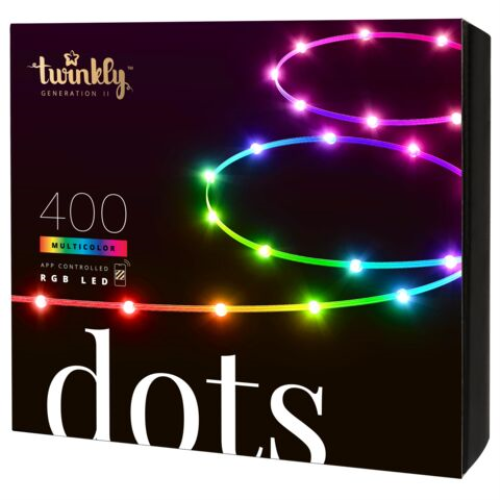 Twinkly Dots Transparent | RGB LED Light | 400 LEDs (2 x 200 LEDs) | 20m (2 x 10m) | IP44 | mit APP steuerbar, Bluetooth+WiFi | Anschlußleitung: 2,5m | Kabel transparent