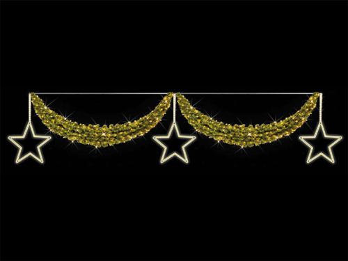 Straßenfigur "Reisig Girlande mit Sternen" | warmweiß | BxH=500x100cm | 60W