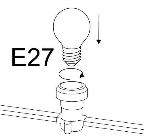 Fassung mit Leuchtmittel E27 bestücken