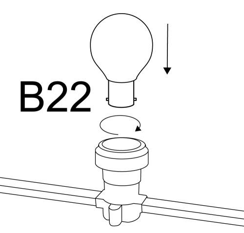 Fassung mit Leuchtmittel B22 bestücken