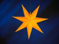 Kunststoffstern für den Außenbereich, gelb mit Glitter, Durchmesser: 60cm, 7 Zacken, 1xE14, inkl. LED-Leuchtmittel 2W