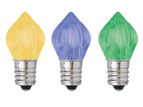 LED Lampe E14, 230V, 0.5W, 3xLED grün, spitzprismatisch