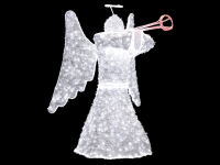 ABVERKAUF: LED 3D-Figur "Engel stehend mit Trompete" | HxBxT: 220x160x160cm | 230V | 52W | 800 LEDs | kaltweiß | IP44 |