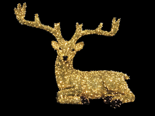 LED 3D-Motiv "Rentier XXL" GOLD | HxBxT: 240x320x130cm | 88W | warmweiß | 2700K | IP44 |