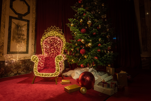 VERLEIH: LED 3D-Motiv "Thron" Rot/Gold | HxBxT: 275x145x95cm | 24V | 85W | 2700K warmweiß | LED statisch & blinker | inkl. Netzteil