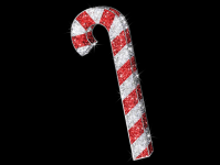 LED 3D-Motiv "Zuckerstange" Rot/Weiß | HxBxT: 220x77x20cm | 24V | 30W | kaltweiß | inkl. Netzteil & Bodenplatte | IP44 |