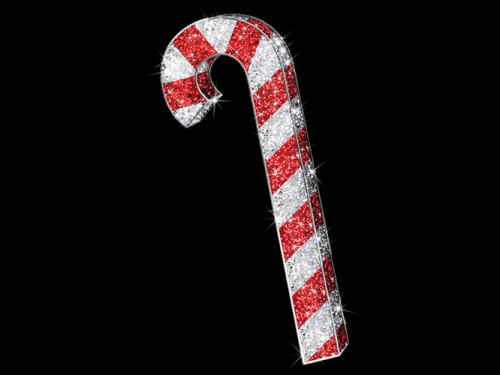 LED 3D-Motiv "Zuckerstange" Rot/Weiß | HxBxT: 220x77x20cm | 24V | 30W | kaltweiß | inkl. Netzteil & Bodenplatte | IP44 |