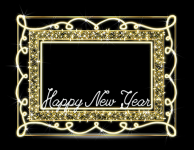 LED 3D-Motiv Bilderrahmen "Happy New Year" Gold | HxBxT=225x300x90cm | 24V | 59W | 2700K warmweiß | inkl. Netzteil | IP44 |