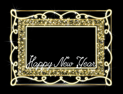 LED 3D-Motiv Bilderrahmen "Happy New Year" Gold | HxBxT=225x300x90cm | 24V | 59W | 2700K warmweiß | inkl. Netzteil | IP44 |