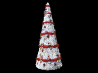 Christbaum, eisweiß-rot, 2600x1000x1000