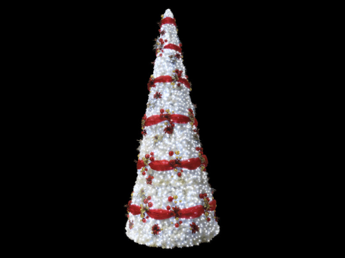 Christbaum, eisweiß-rot, 2600x1000x1000