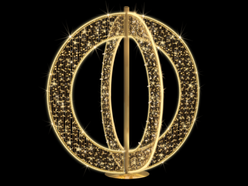 LED 3D-Motiv "Sphäre" Gold | HxBxT: 200x210x210cm | 24V inkl. Netzteil | 72W | LED warmweiß | IP44 |