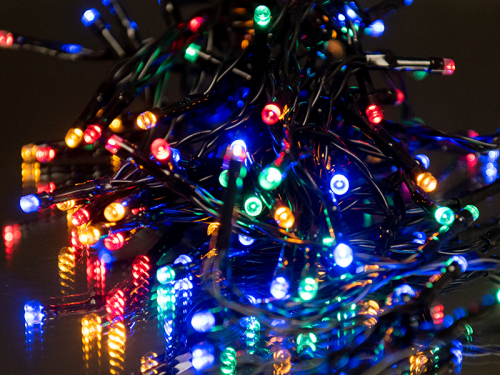 Batterie Lichterkette inkl. Timerfunktion & 8 Farbabläufen, RGB, Länge: 15m, 192 LEDs, schwarz, Outdoor