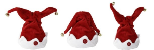 Weihnachtsmütze "2 Glöckchen" mit Rock`n`Roll Musik, 39x41x18cm