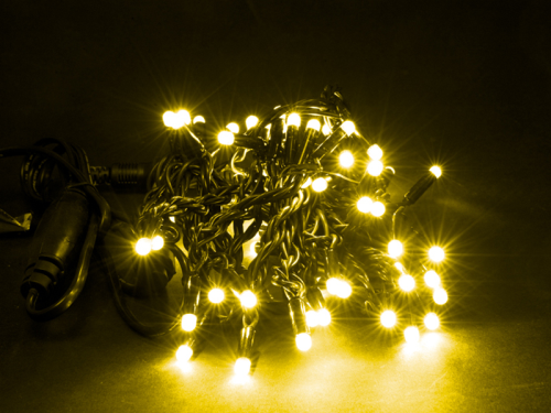 ABVERKAUF: Lichterkette, Indoor - leuchtet kräftig in stimmungsvollem Gelb - 6m, Kabel dunkelgrün
