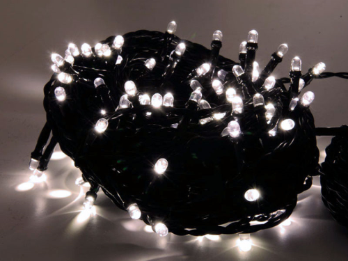 System24 Lichterkette | Verbindungsstring | 10m | 100 LEDs | 7W | 24VDC | warmweiß | Kabel dgrün | IP65 |