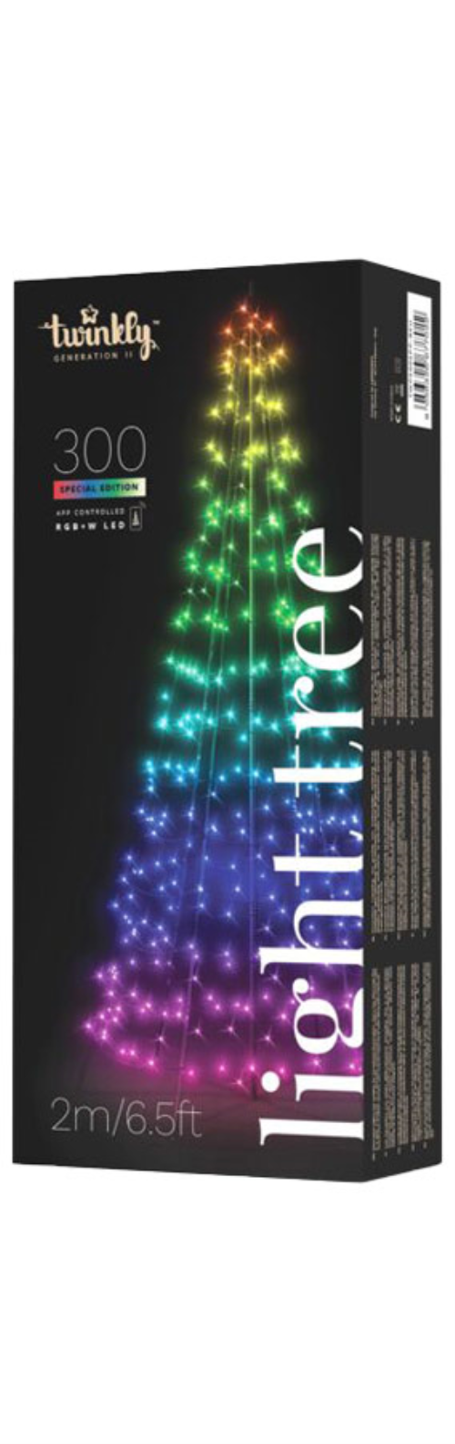 Twinkly Light Tree RGB+W 300 | Höhe:2m | d:1m | Anschlußleitung: 2m | IP44 | inkl. Mast | Kabel schwarz/grün |  mit APP steuerbar | Bluetooth+WiFi |
