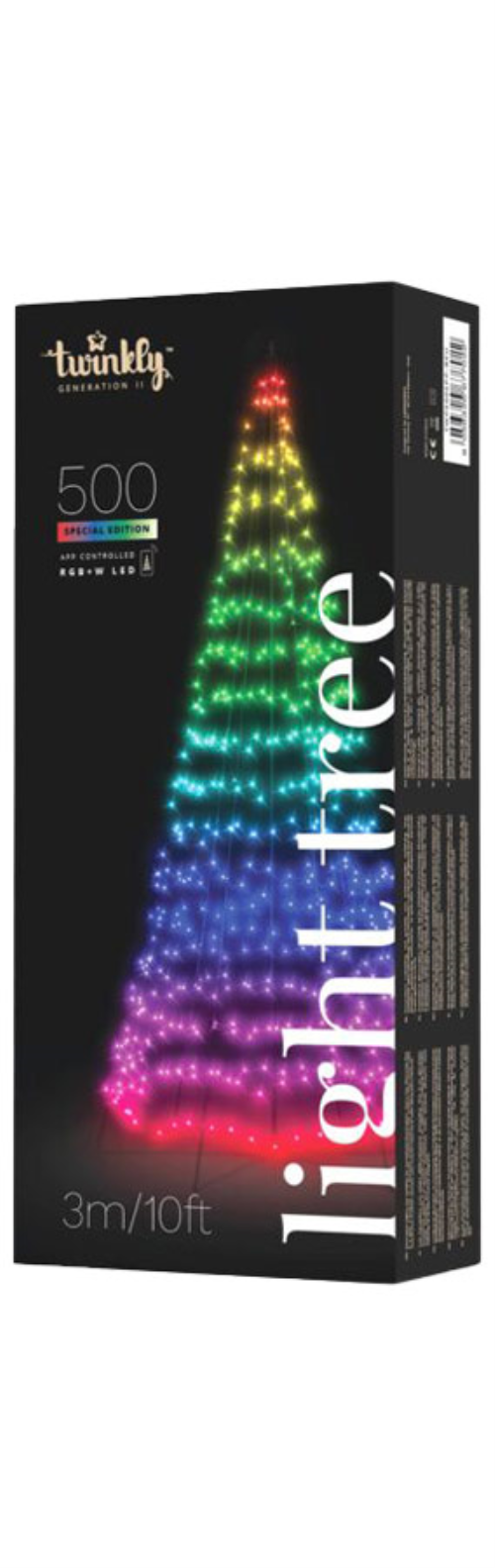 Twinkly Light Tree RGB+W 500 | Höhe:3m | d:1,5m | Anschlußleitung: 2m | IP44 | inkl. Mast | Kabel schwarz/grün |  mit APP steuerbar | Bluetooth+WiFi |