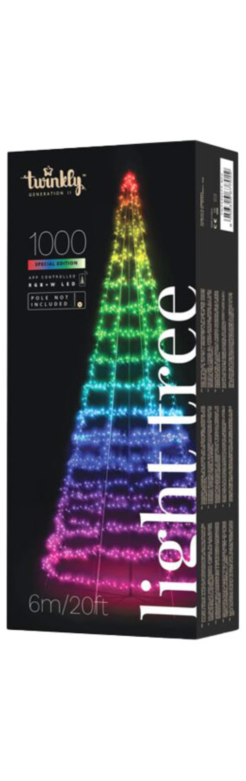 Twinkly Light Tree RGB+W 1000 | Höhe:6m | d:3m | Anschlußleitung: 2m | IP44 | exklusive Mast | Kabel schwarz/grün |  mit APP steuerbar | Bluetooth+WiFi |