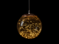 Leuchtkugel "Charmy Ball" Kupfer mit schwarzem Kabel | indoor| d: 20cm | 4,5V | 1,35W | 80LEDs | warmweiß | 5m Anschlußkabel