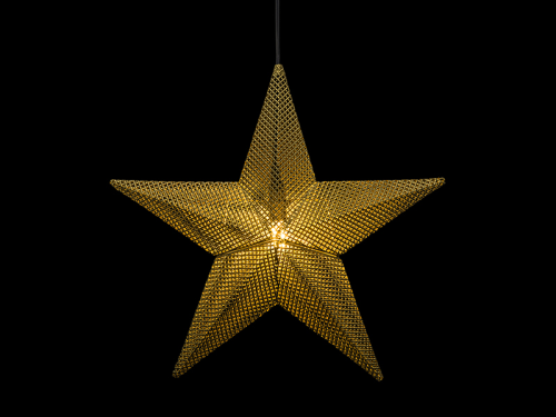 3D-Figur "Imperial Metall Star" Gold mit 5m schwarzem Kabel | indoor| d:49cm | 230V | 2,5W | E14 Fassung inkl. LED |