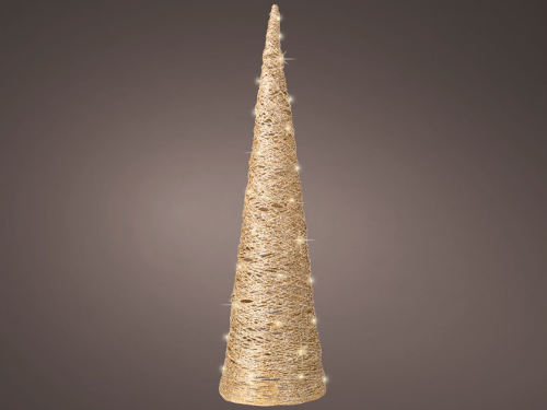 Batterie LED Konus "Papier" | d: 19,5cm | H: 78cm | 40 LEDs | warmweiß | Batterie: 3xAA exkl. | Timer: 6h an, 18h aus | IP20