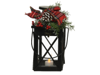 Batterie 3D-Laterne mit Teelicht "Tannenholz Schwarz" | HxBxT: 25x14x13cm | warmweiß | Batterie: 2x LR44 exkl. | IP20 |