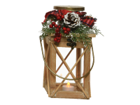 Batterie 3D-Laterne mit Teelicht "Tannenholz Natur" | HxBxT: 25x14x13cm | warmweiß | Batterie: 2x LR44 exkl. | IP20 |