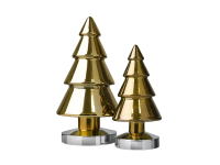 Batterie LED Dekoleuchte Winterlight Tannenbaum chrom-gold klein | H: 26cm | Batterie: 3xAA exkl. | 4,5V |