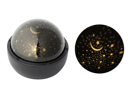 Batterie 3D-Projektor "Nachthimmel" mit Rotations-Effekt | Schwarz | H: 13cm | d: 16cm | warmweiß | Batterie: 3xAA exkl. | IP20 | Timerfunktion: 6h an, 18h aus |