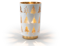 Batteriebetriebene Laterne "Tannenbäume" mittel | weiß | H:20cm | d:12cm | warmweiß | IP20 | Batterie: 2xAAA exkl. |