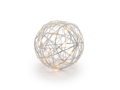 Batteriebetriebene 3D-Kugel "Bianco S" weiß  | d:12cm | 30 LEDs | superwarmweiß | IP44 | Batterie: 3xAA exkl.