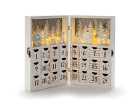 Batteriebetriebener Adventskalender weiß | BxHxT: 21/42x30x9,5cm | 8 LEDs | warmweiß | IP20 | Batterie: 2xAAA exkl. |