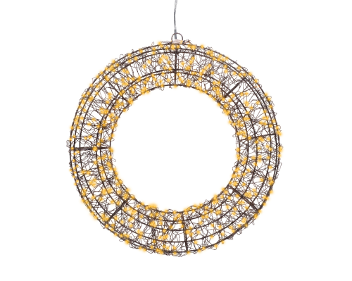 LED Hängemotiv Lichterkranz S | d: 38cm | T: 7cm | 230V/30V/6W | 500 LEDs | warmweiß | Netzstecker mit 5m Zuleitung | Timer: 8h an, 16h aus | IP44 |