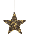 Batteriebetriebener Rattan-Stern | braun/gold | DxT: 30x8cm | warmweiß | IP20 | inkl. Timer: 6h on/18h off | Batterie: 3xAA exkl. |