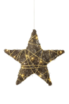 Batteriebetriebener Rattan-Stern | braun/gold | DxT: 40x9cm | warmweiß | IP20 | inkl. Timer: 6h on/18h off | Batterie: 3xAA exkl. |