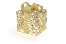 Batteriebetriebenes Geschenkspaket | gold | HxB: 25x25cm | warmweiß | IP44 | inkl. Timer: 6h on/18h off | Batterie: 3xAA exkl. |