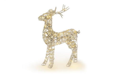 Batteriebetriebenes Rentier | gold | HxBxT: 46x30x10cm | warmweiß | IP44 | inkl. Timer: 6h on/18h off | Batterie: 3xAA exkl. |