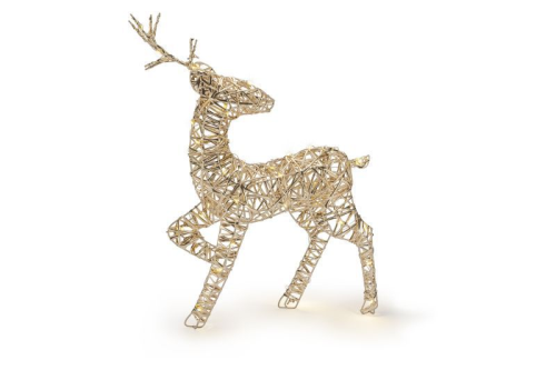 Batteriebetriebenes Rentier | gold | HxBxT: 47x32x10cm | warmweiß | IP44 | inkl. Timer: 6h on/18h off | Batterie: 3xAA exkl. |