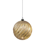 Batteriebetriebene Glas-Kugel | gold | D: 15cm | warmweiß | IP20 | inkl. Timer: 6h on/18h off | Batterie: 3xAA exkl. |