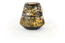 Akkubetriebene Metall-Laterne Alps 29 | schwarz-gold | HxD: 29x29cm | warmweiß | IP44 | inkl. Timer: 6h on/18h off | Batterie: 2x4000mAh AKKU ICR 18650 inkl. | USB-C |