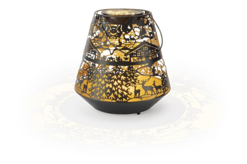 Akkubetriebene Metall-Laterne Alps 29 | schwarz-gold | HxD: 29x29cm | warmweiß | IP44 | inkl. Timer: 6h on/18h off | Batterie: 2x4000mAh AKKU ICR 18650 inkl. | USB-C |