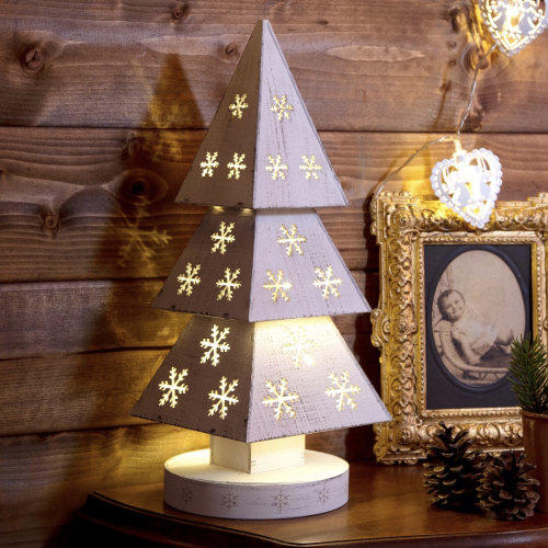 Batteriebetriebener 3D Weihnachtsbaum Pyramide - schafft weihnachtliche Stimmung für Ihr Zuhause