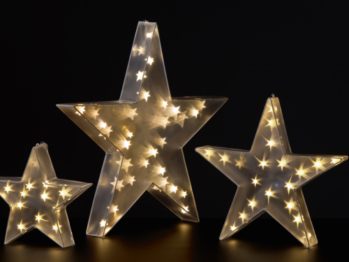 Weihnachtsstern mit faszinierendem 3D-Effekt, klein - durch eine Spezialfolie erscheinen die LED-Lichtquellen dreidimensional