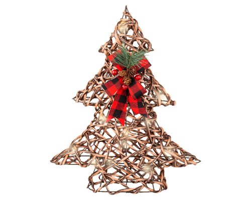 Batterie LED Naturgeflecht Baum |  HxB: 40x34cm | T: 10cm | 15 LEDs | warmweiß | Batterie: 3xAA exkl. | Timer: 6h an, 18h aus | IP20 |