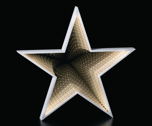 Weihnachtsstern, mit faszinierendem Spiegel-Effekt, durch eine verspiegelte Rückwand erscheinen die LED-Lichtquellen wie ein endloses Lichtermeer