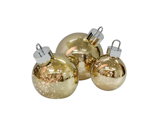 Ornament Christbaumkugel chrom/gold mittel - mit faszinierendem Lichteffekt - Batteriebetrieben D: 25cm