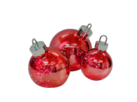 Ornament Christbaumkugel chrom/rot klein - mit faszinierendem Lichteffekt - Batteriebetrieben D: 20cm